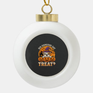 Halloween-Hundelecker-Bulldoggen-Kürbis-Design Keramik Kugel-Ornament