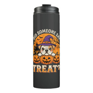 Halloween-Hundelecker-Bulldoggen-Kürbis-Design Thermosbecher