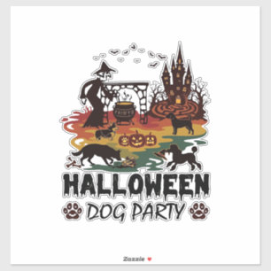 Halloween-Hundeparty Hexenhunde Kürbisse Schloss_1 Aufkleber