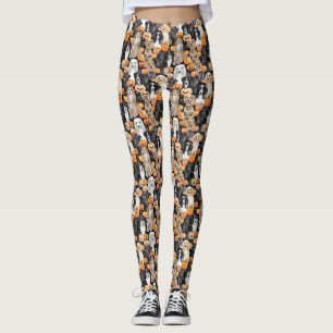 Halloween-Hundeparty - Süße Hunderassen mit Kürbis Leggings