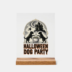 Halloween-Hundeparty Vintage Hexenkessel Design_ Acrylschild