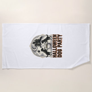 Halloween-Hundeparty Vintage-Hexenkessel-Design_ Strandtuch