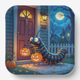 Halloween-Hundertfüßler-Süßigkeitenbetteln Pappteller