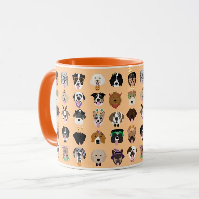 Halloween-Hundeschema Tasse (Vorderseite Links)