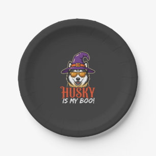 Halloween Husky ist mein Boo Hexenhut Pappteller
