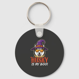 Halloween Husky ist mein Boo Hexenhut Schlüsselanhänger