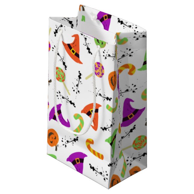 Halloween-Hut-Candy & Pumpkins Kleine Geschenktüte (Vorderseite Schrägansicht)