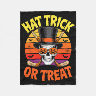 Halloween-Hut-Trick-or-Treat-Eishockey-Totenkopf  Fleecedecke