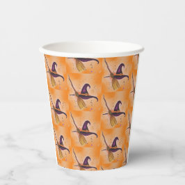 Halloween-Hut und Broom Pappbecher