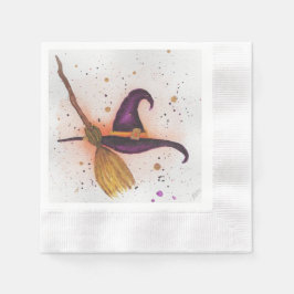 Halloween-Hut und Broom Serviette