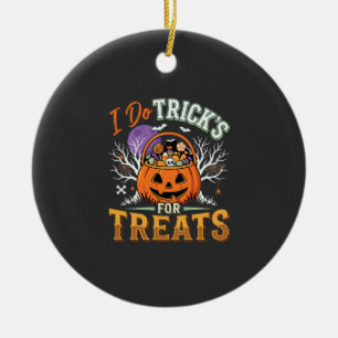 Halloween Ich mache Tricks für Süßigkeiten Kürbis Keramik Ornament