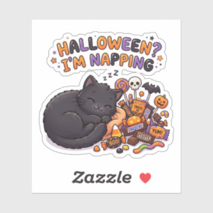Halloween Ich Schlafe Schwarze Katze Süßigkeiten Aufkleber