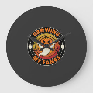 Halloween Ich wachse meine Reißzähne Geist Kürbis Große Wanduhr