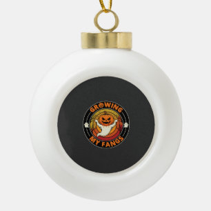Halloween Ich wachse meine Reißzähne Geist Kürbis Keramik Kugel-Ornament