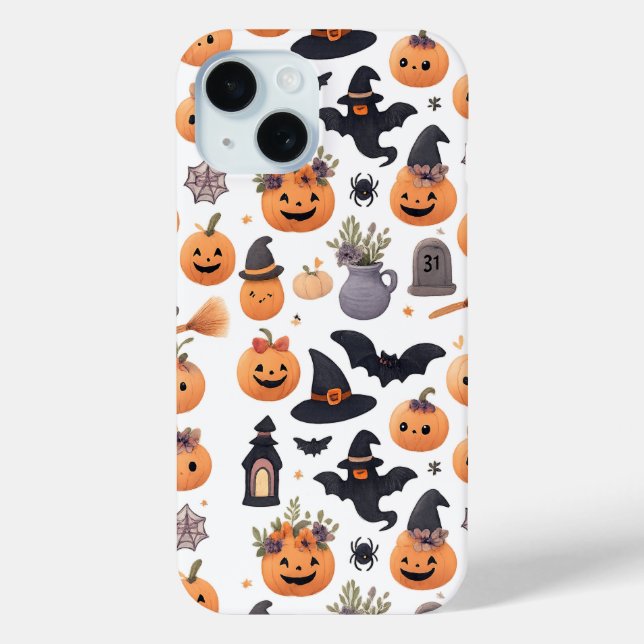 Halloween Icons Muster iPhone Case (Rückseite)