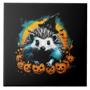 Halloween Igel und Kürbis niedlich Fliese