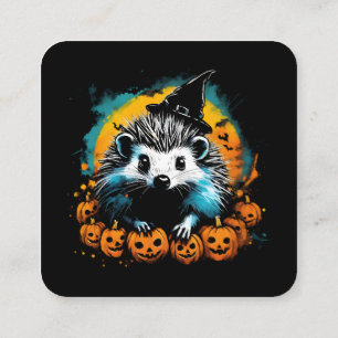 Halloween-Igel und Kürbisse süß Quadratische Visitenkarte