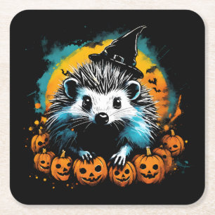 Halloween-Igel und Kürbisse süß Rechteckiger Pappuntersetzer