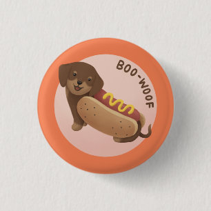 Halloween Illustration: Boo-Woof (Dackel) Button