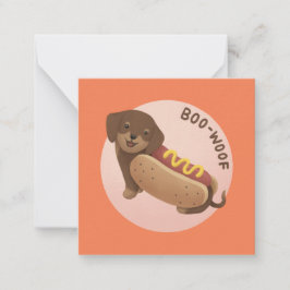 Halloween Illustration: Boo-Woof (Dackel) Mitteilungskarte