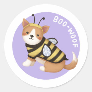 Halloween Illustration: Boo-Woof (Walisischer Korg Runder Aufkleber