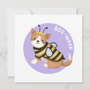 Halloween-Illustration: Boo-Woof (Welsh Corgi) Feiertagskarte