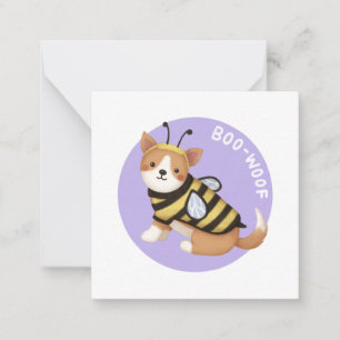 Halloween-Illustration: Boo-Woof (Welsh Corgi) Mitteilungskarte
