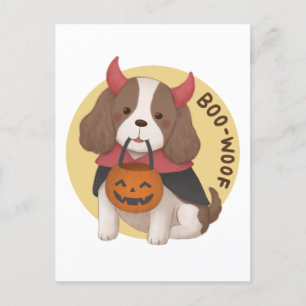 Halloween-Illustration: Buh-Wuff Postkarte