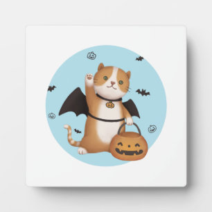 Halloween-Illustration: Fledermauskatze Fotoplatte