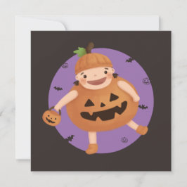 Halloween-Illustration: Kürbismädchen Einladung