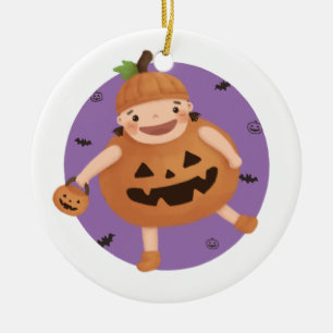 Halloween-Illustration: Kürbismädchen Keramik Ornament