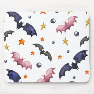 Halloween-Illustration mit Fledermäusen und Sterne Mousepad
