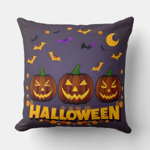 Halloween-Illustration mit Kürbislaternen Kissen