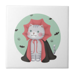 Halloween Illustration: Vampirkatze Fliese