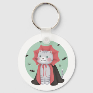 Halloween Illustration: Vampirkatze Schlüsselanhänger