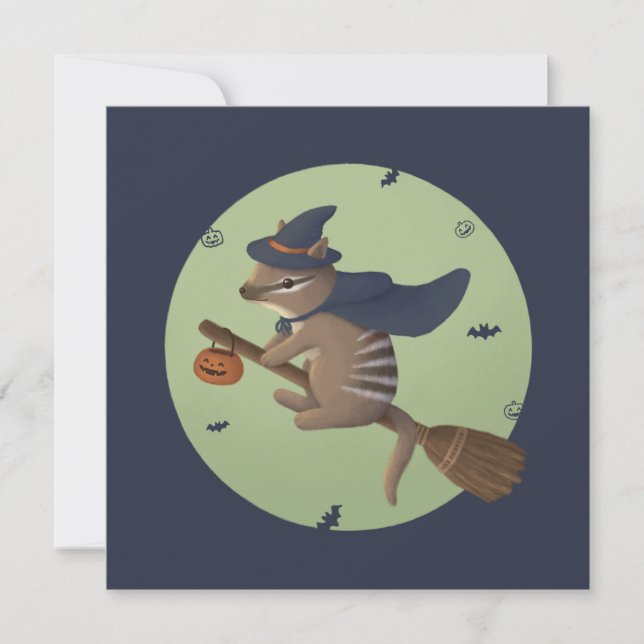 Halloween-Illustration: Zauberzahl Einladung (Vorderseite)