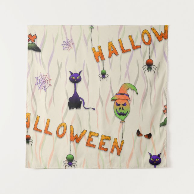 Halloween Illustrations Wandteppich (Vorderseite)