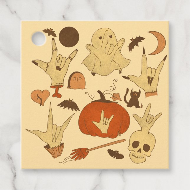 Halloween ILY - ASL Design Geschenkanhänger (Vorderseite)