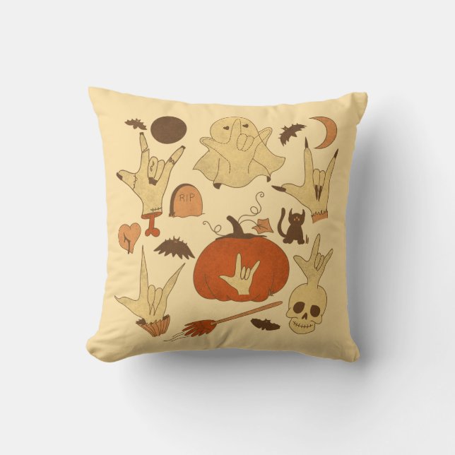 Halloween ILY - ASL Design Kissen (Vorderseite)