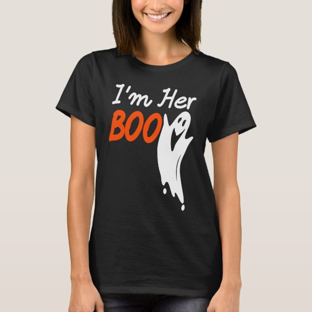 Halloween I'm Her Boo I'm His Witch Matching Coupl T-Shirt (Vorderseite)
