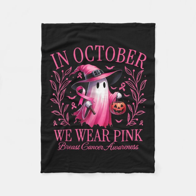 Halloween im Oktober tragen wir rosa Brustkrebs Fleecedecke (Vorderseite)