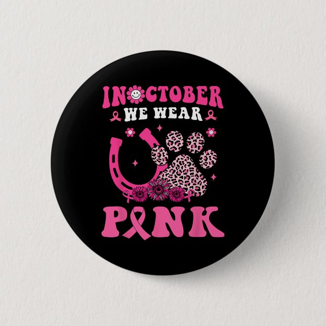 Halloween im Oktober tragen wir rosa Horseshoe und Button (Vorderseite)