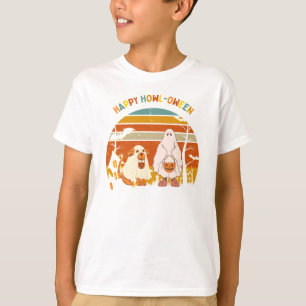 Halloween im Stil der 70er Jahre Ein Kind und ihr T-Shirt