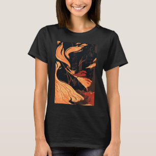 Halloween im Vintage-Stil, Böse Hexe mit Feuer im  T-Shirt