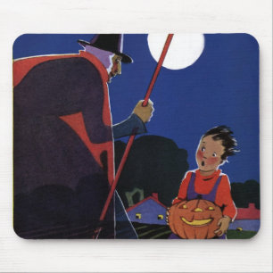 Halloween im Vintage-Stil, unheimliche Hexe mit Ju Mousepad