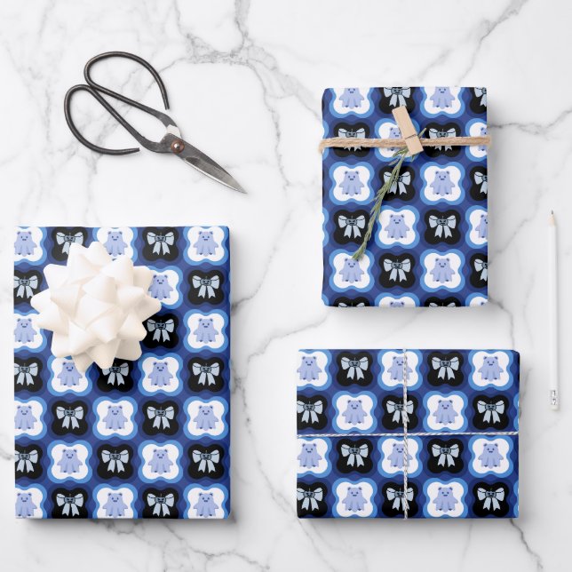 Halloween In Blue Geschenkpapier Set (Vorderseite)