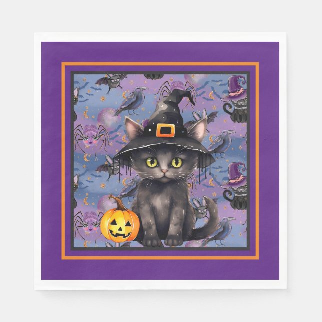 Halloween in Lila Serviette (Vorderseite)