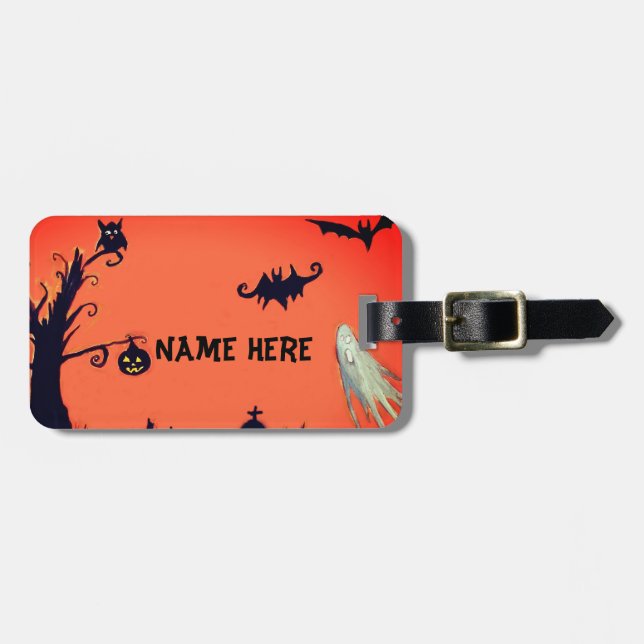 Halloween, Individuelle Name Gepäckmarke Gepäckanhänger (Vorderseite horizontal)