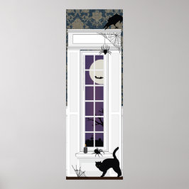 Halloween indoor window spooky scene  poster