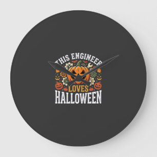 Halloween-Ingenieur-Kürbis-Vektor Große Wanduhr